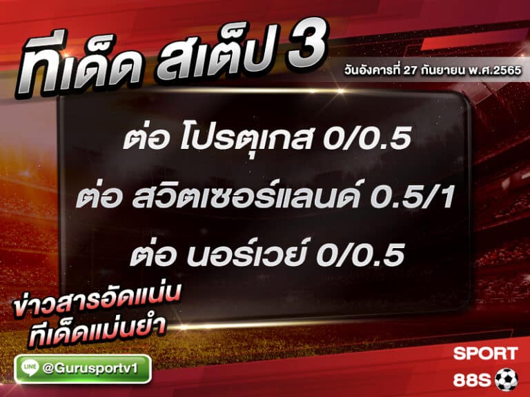 ทีเด็ดบอลชุด สเต็ป 3 ทีเด็ดวันนี้ 27 กันยายน 2565