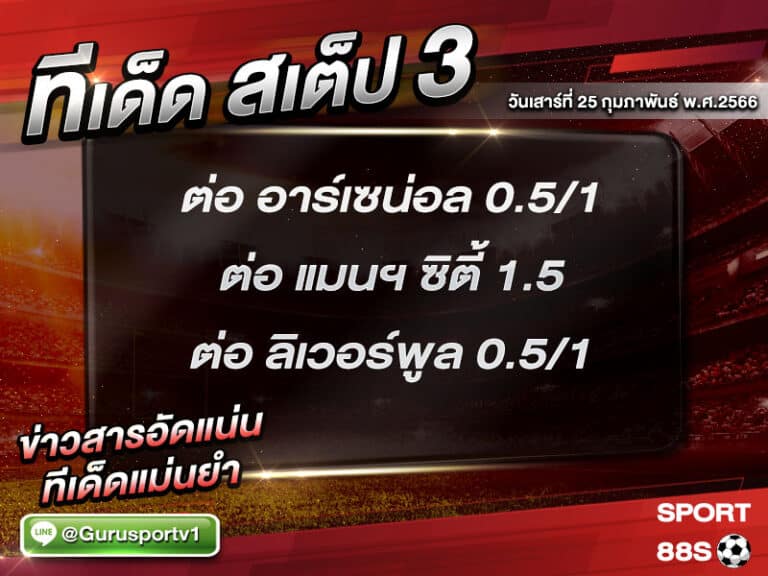 ทีเด็ดบอล ทีเด็ดสเต็ป 3 ทีเด็ดบอลวันนี้